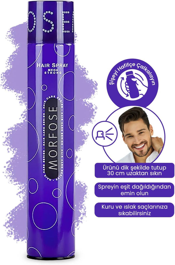 Morfose Mega Strong Hair Spray - Long-Lasting Hold & Protection, 400ml