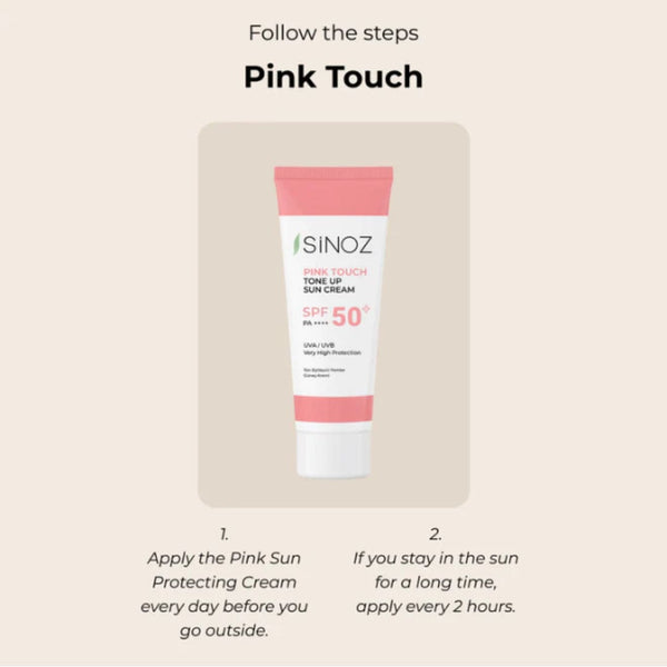 واقي الشمس للوجه سينوز بينك تاتش بعامل حماية 50 - لتفتيح البشرة، وتوحيد لونها، ومكافحة علامات التقدم في السن، 50 مل 