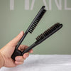 Globalstar Black V-Shaped Folding Boar Bristle Hair Brush for Straight Hair | Compact and Efficient