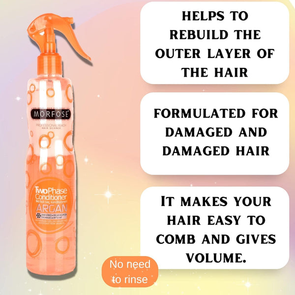 Morfose Two Phase Conditioner Spray Argan 400ml - Instant Hydration and Shine