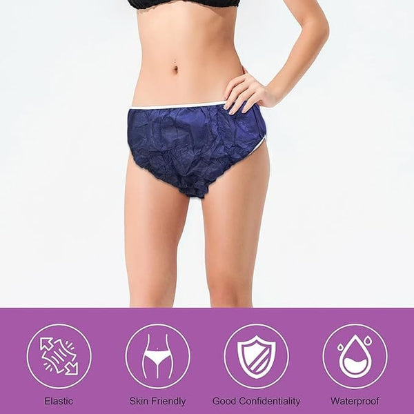 Globalstar Blue Disposable Underwear - 50 Pack for Travel, Spa, and Everyday Use