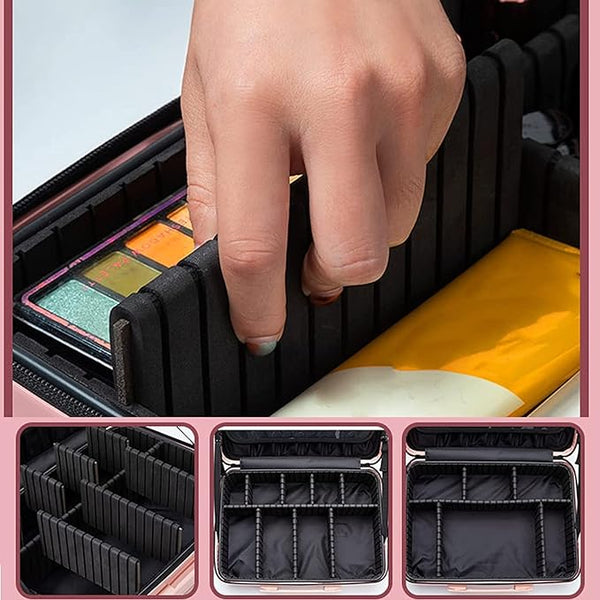 Globalstar Travel Makeup Organizer - Pink Artist Makeup Bag & Portable Skincare Train Case