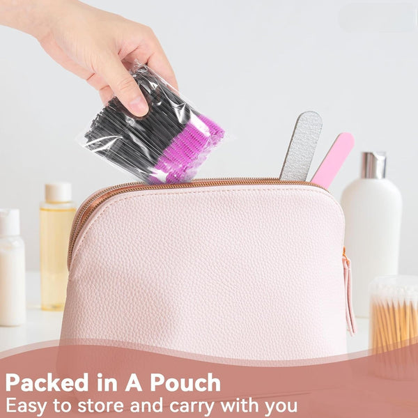 Globalstar 50 Pack Disposable Eyelash Brushes - Adjustable Eyelash Spoolies for Perfect Makeup
