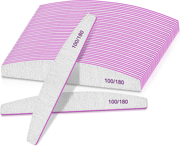 Globalstar Professional 25pcs Nail Files 100/180 Grit - Perfect for Acrylic & Natural Nails