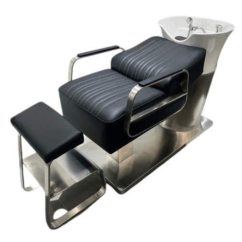 Global Star High-End Shampoo Chair: Half-lying design, deep ceramic basin for salons.pen_spark