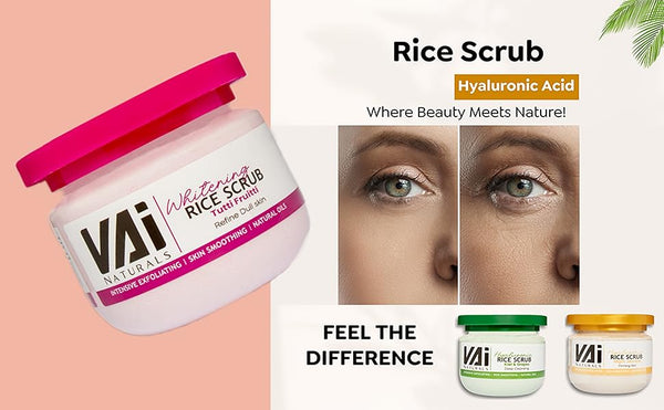 Vai Naturals Tutti Frutti Rice Scrub with Vitamin E â€“ Exfoliating & Whitening Facial Scrub for Radiant Skin, 280ml