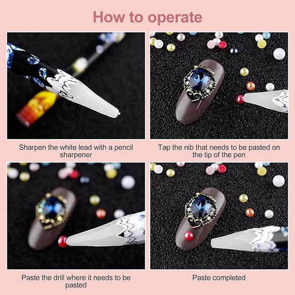 Globalstar Rhinsetone Picker Wax Pencil For Nail Art Design 10pcs BS-F14