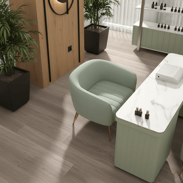 Globalstar Green Manicure Table Set – Single Seat with Two Chairs, Sintered Stone Top, USB Charger and Storage