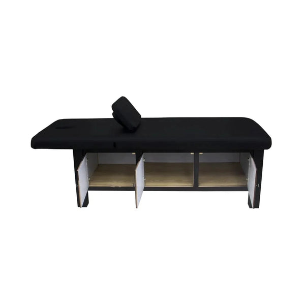 Globalstar Professional Black Wooden Massage Bed for Ultimate Relaxation