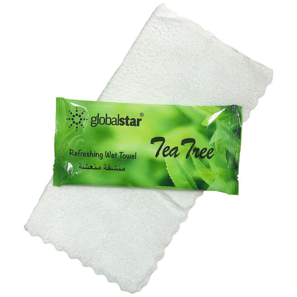 Globalstar Refreshing Wet Towel Tea Tree 50pcs - RT06 - Awarid UAE