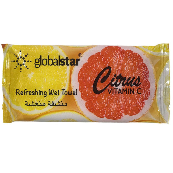Globalstar Refreshing Wet Towel Citrus 50pcs - RT07 - Awarid UAE