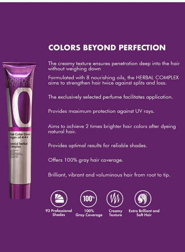 Morfose Hair Color Cream 5.35 Intense Chocolate Brown) Argan Oil Special Herbal Complex - Vibrant, Long-lasting Hair Color