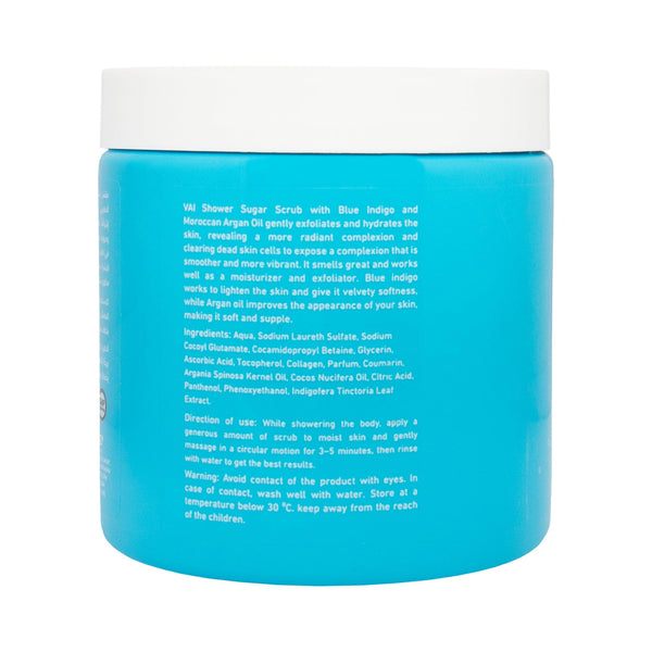Vai Naturals Shower Sugar Scrub â€“ Blue Indigo & Argan Oil, Foaming Exfoliator, 600g â€“ Hydrates & Brightens Skin