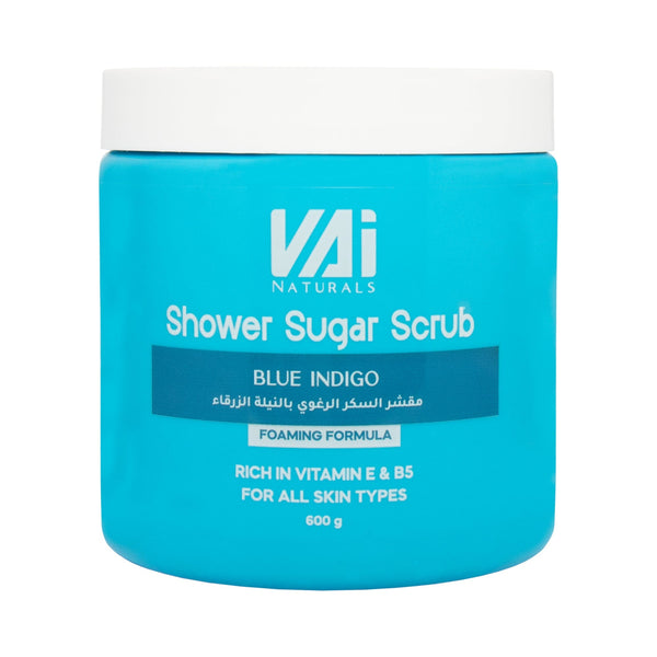 Vai Naturals Shower Sugar Scrub â€“ Blue Indigo & Argan Oil, Foaming Exfoliator, 600g â€“ Hydrates & Brightens Skin