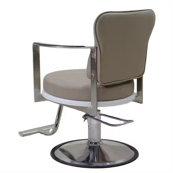كرسي حلاقة كلاسيكي بني من غلوبال ستار - مضخة هيدروليكية، كرسي تجميل دوار بمساند ذراع من الفولاذ المقاوم للصدأ