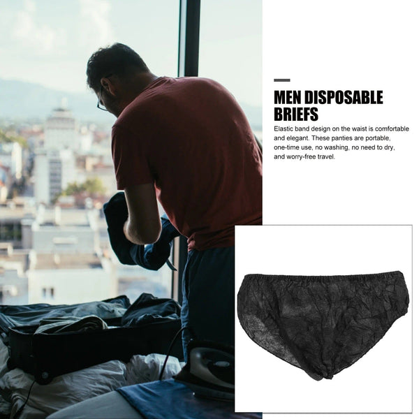Globalstar Black Disposable Underwear - Pack of 50pcs for Travel, Spa, and Everyday Use