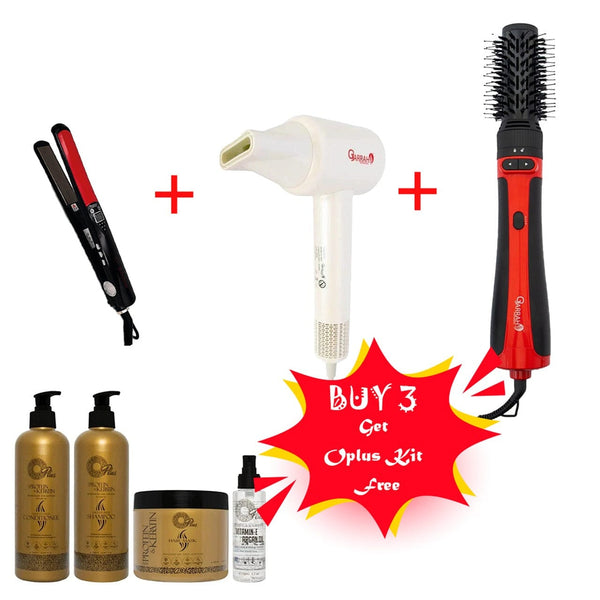 Gjarrah Hair Dryer FL-6001 & Globalstar Hair Straightener + 2-in-1 Brush Dryer – Free Oplus Hair Transformation Set!