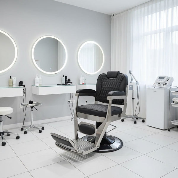 Globalstar Professional Barber Chair – Vintage Hydraulic Salon Chair with Adjustable Recline & High-Density Foam