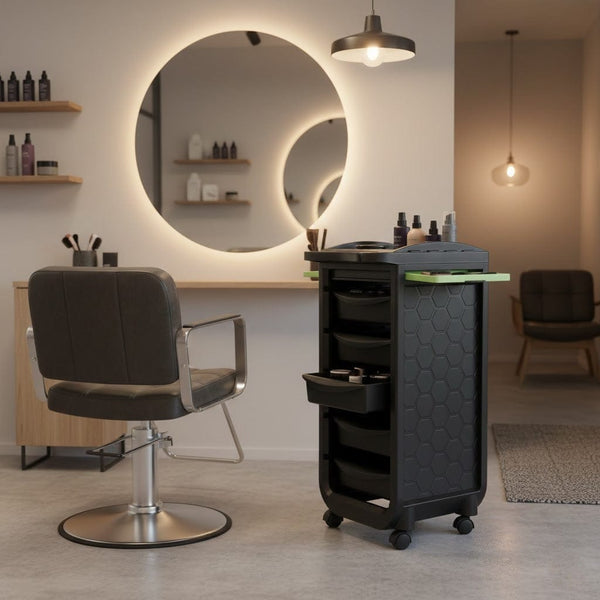 Globalstar Professional Salon Trolley with 5 PVC Drawers – Premium Hairdressing and Barber Organizer