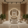 Globalstar Luxury Light Beige Pedicure Chair – Cup Holder, Synthetic Leather & Comfort Sponge