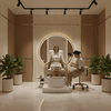 Globalstar Luxury Light Beige Pedicure Chair – Cup Holder, Synthetic Leather & Comfort Sponge