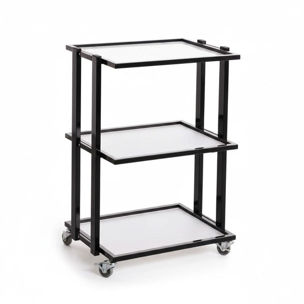 Globalstar 3-Tier Salon Trolley – Sturdy Black Metal Frame with Adjustable Shelves for Versatile Salon Storage