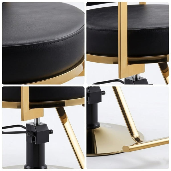 كرسي تصفيف الشعر الفاخر للسيدات من غلوبال ستار - كرسي صالون هيدروليكي ذهبي اللون لمصففي الشعر وصالونات التجميل