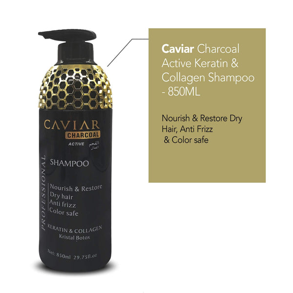 Caviar Shampoo With Active Charcoal, Keratin & Collagen 850ml - Awarid UAE