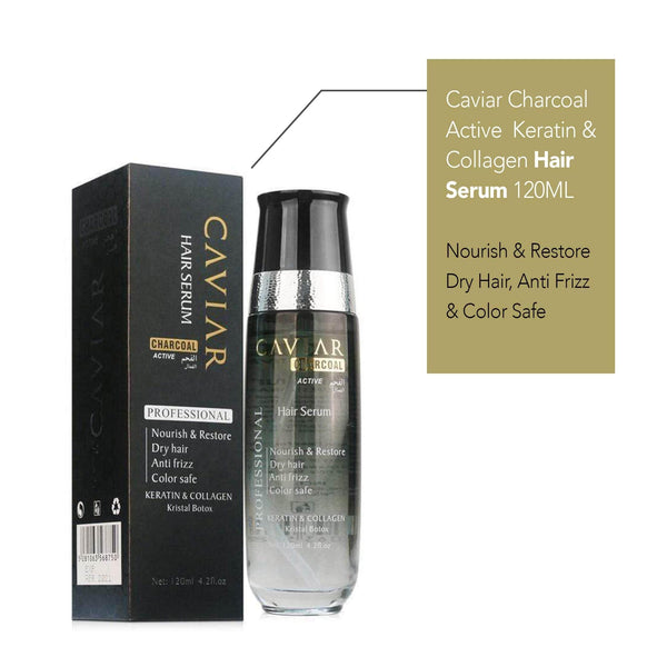 Caviar Charcoal Active Keratin & Collagen Hair Serum 120ml - Awarid UAE