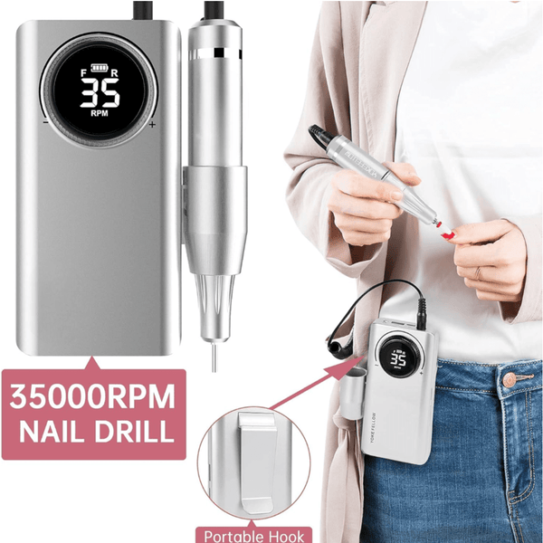 Globalstar Professional Brushless Nail Drill Machine - Silent 35000RPM Manicure Tool with LCD Screen & 12-Hour Battery Life