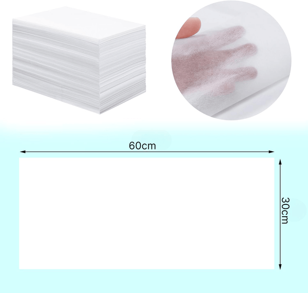 Globalstar 100Pcs Disposable Massage Table Sheets - 30cm x 60cm Non-Woven Fabric Bed Covers, Soft and Breathable, Ideal for Beauty Spa and Tattoo Salon (White)