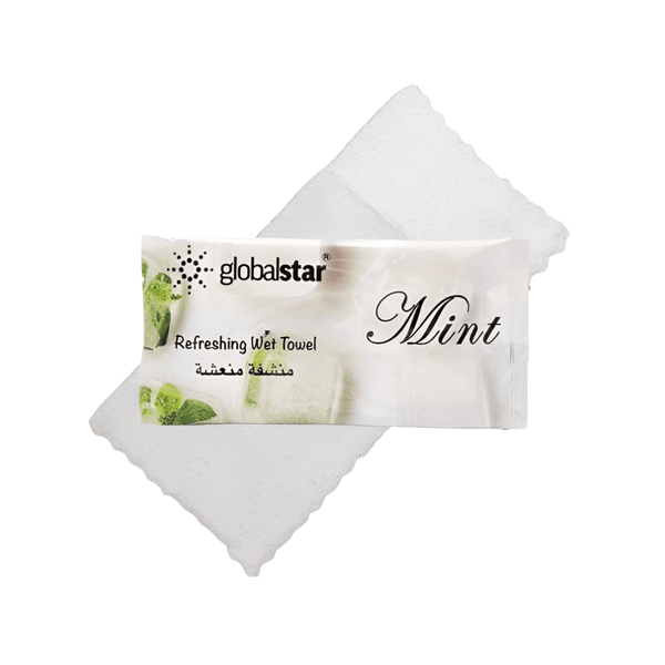 Globalstar Refreshing Wet Towel Mint 200pcs- Premium Hygienic Cotton Towels for All-Day Freshness and Cleanliness