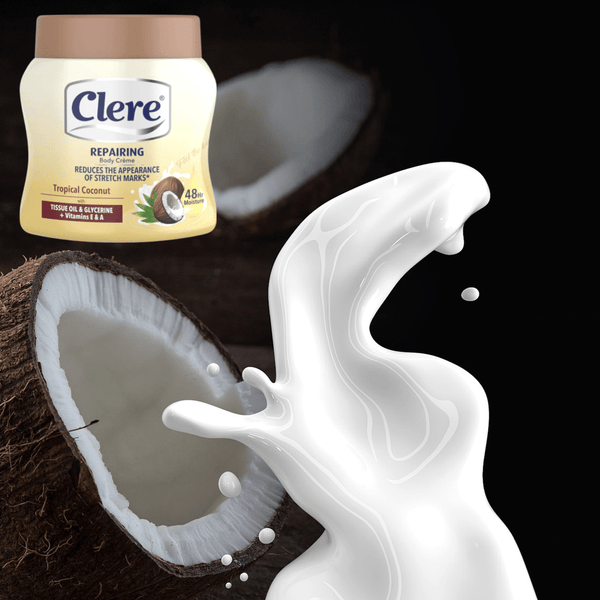 Clere Tropical Coconut Body Cream with NutriMoist - Deep Hydration and Enriched with Vitamins E & A for Radiant Skin