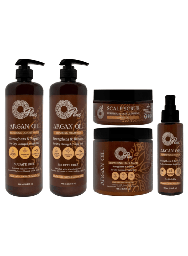 OPlus Hair Care Set with Argan Oil – Complete 5-Piece Collection for Nourished and Hydrated Hair, Sulfate-Free Formula