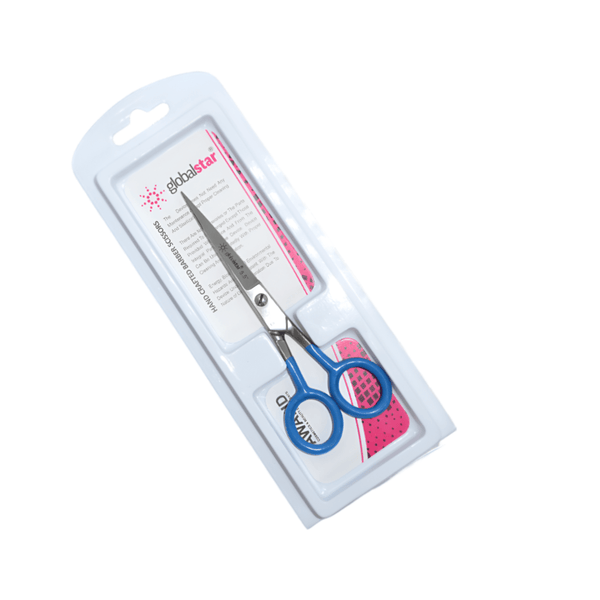 Globalstar Classic 5.5" Hair Cutting Scissors - Stainless Steel with Blue Rubber Grip