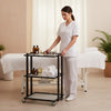 Globalstar 3-Tier Salon Trolley – Sturdy Black Metal Frame with Adjustable Shelves for Versatile Salon Storage