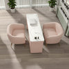 Globalstar Pink Manicure Table Set – Single Nail Station with Two Chairs, Sintered Stone Top, USB Charger and Socket
