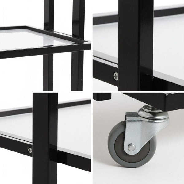 Globalstar 3-Tier Salon Trolley – Sturdy Black Metal Frame with Adjustable Shelves for Versatile Salon Storage